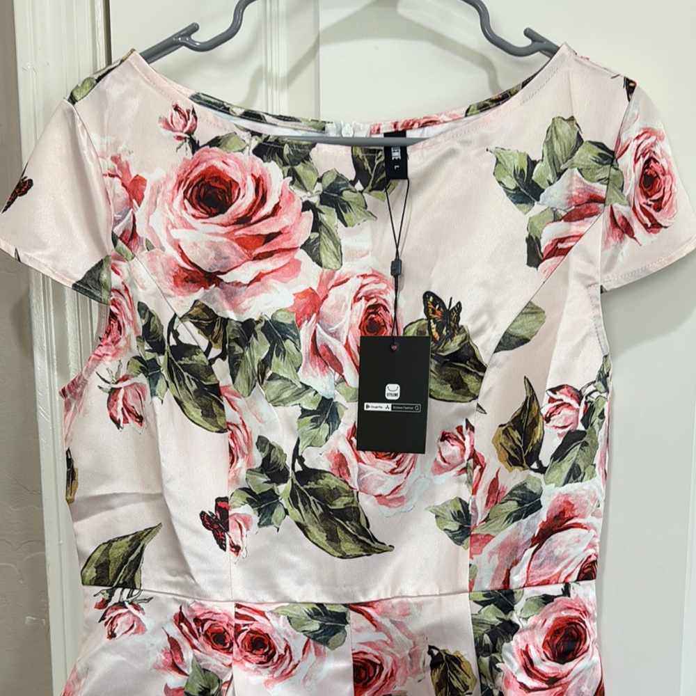 STYLEWE Pink and Green dress with Floral Pattern NWT / C30 - Picture 2 of 5